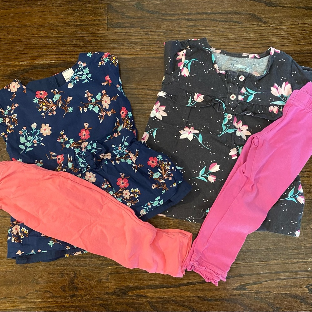 2 Sets of Carter’s Floral Outfits 2T